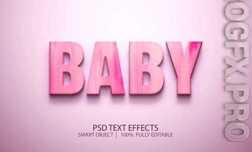 Cute baby pink psd editable text effect psd