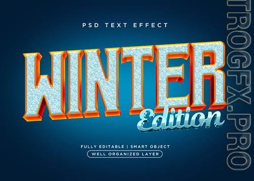 3d style winter text effect psd