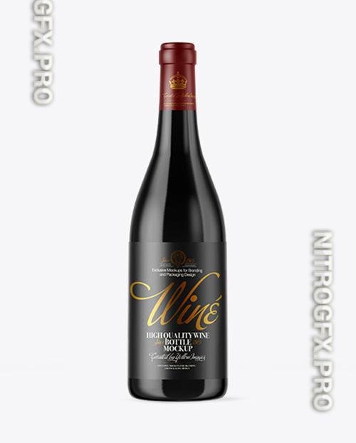 Dark Glass Wine Bottle Mockup 51047