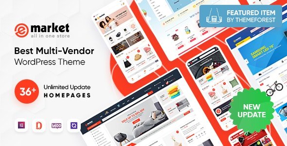 ThemeForest - eMarket v5.1.0 - All-in-One Multi Vendor MarketPlace Elementor WordPress Theme (36 Indexes, Mobile Layouts) - 20492674 - NULLED