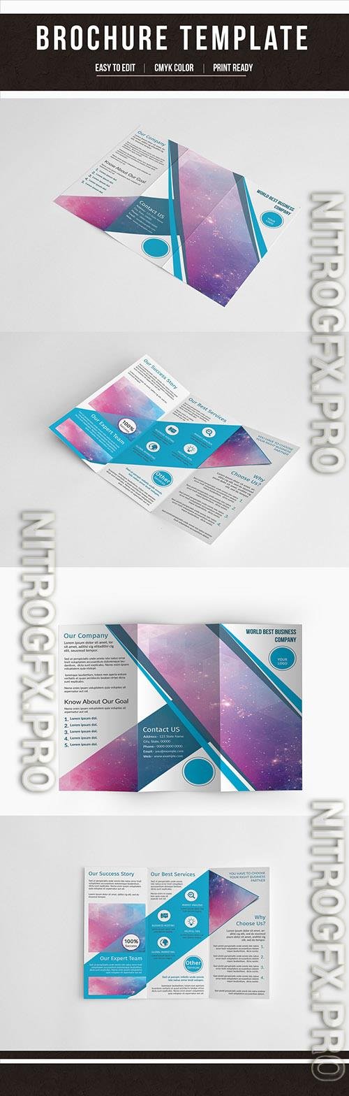 Trifold Brochure Layout with Teal Accents 198098552