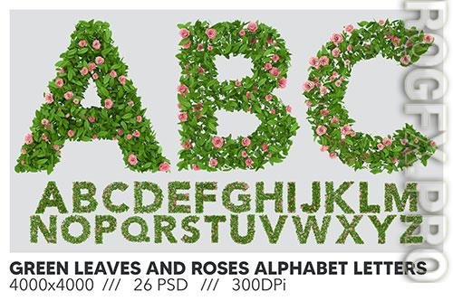 Green Leaves and Roses Alphabet Letter Set