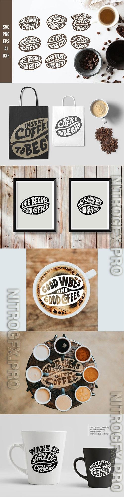 Lettering Quotes in the Coffee Beans Shape SVG Cut