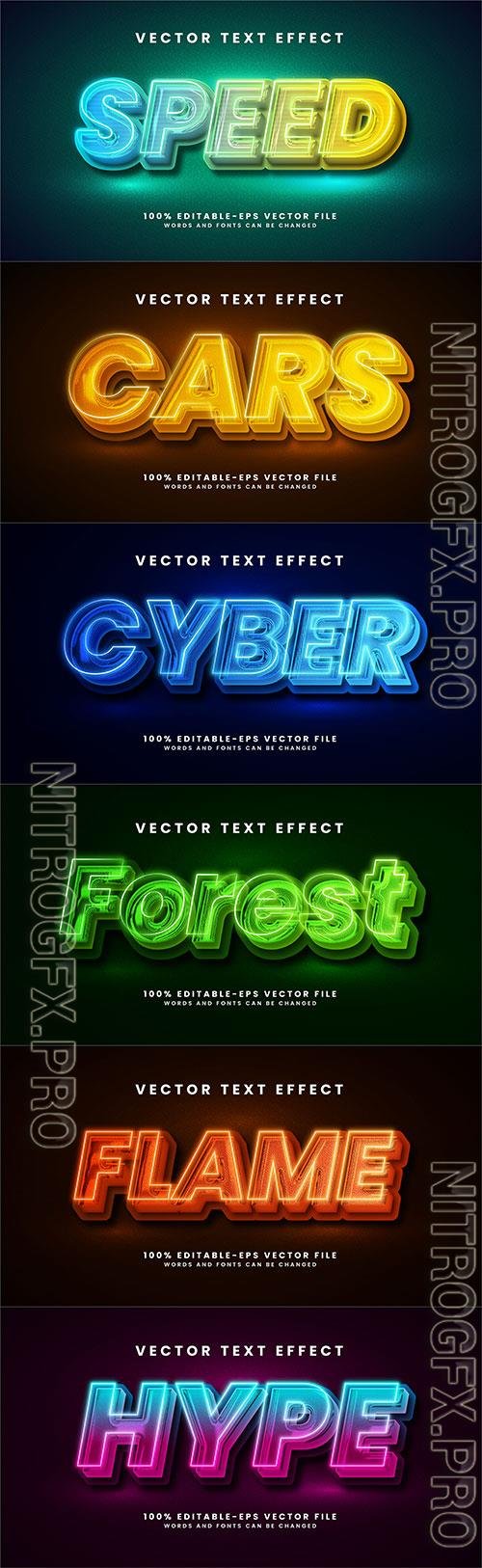 Set 3d editable text style effect vector vol 299