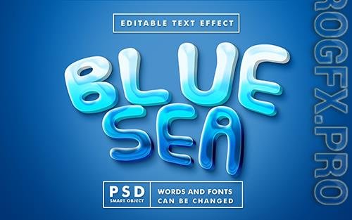 Blue sea psd text effect with smart object psd