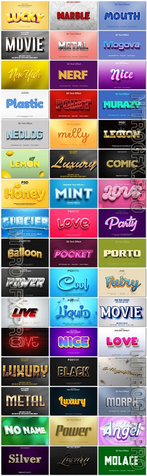 Bundle 3d text style effect in psd vol 2