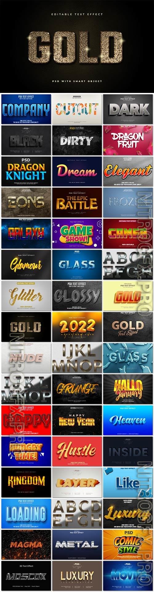 Bundle 3d text style effect in psd vol 7
