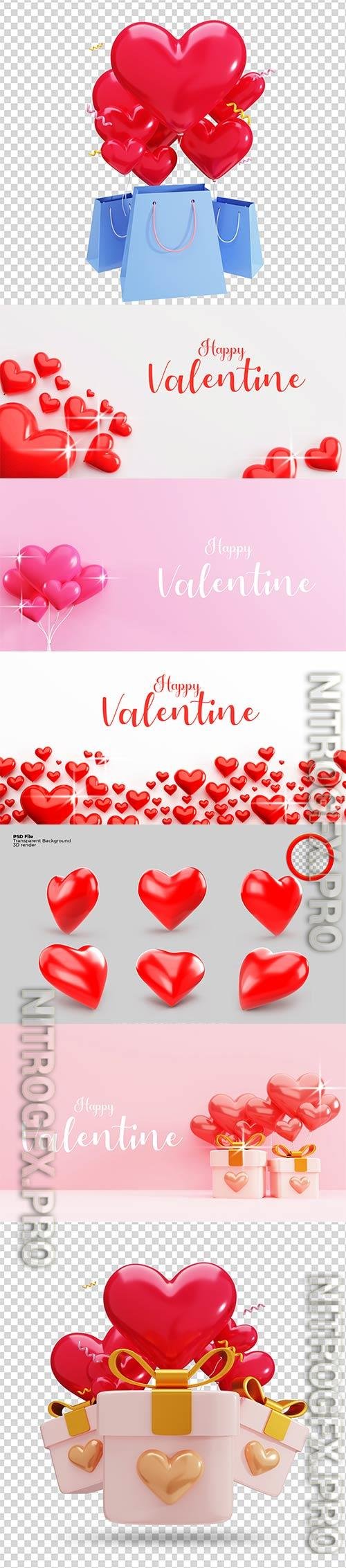 3D Rendering Of Valentine Concept Background PSD