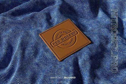 Leather brand logo on fabric mockup