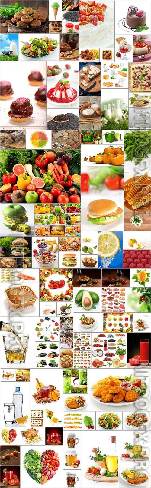 Food, meat, vegetables, fruits, fish, stock photo bundle vol 8