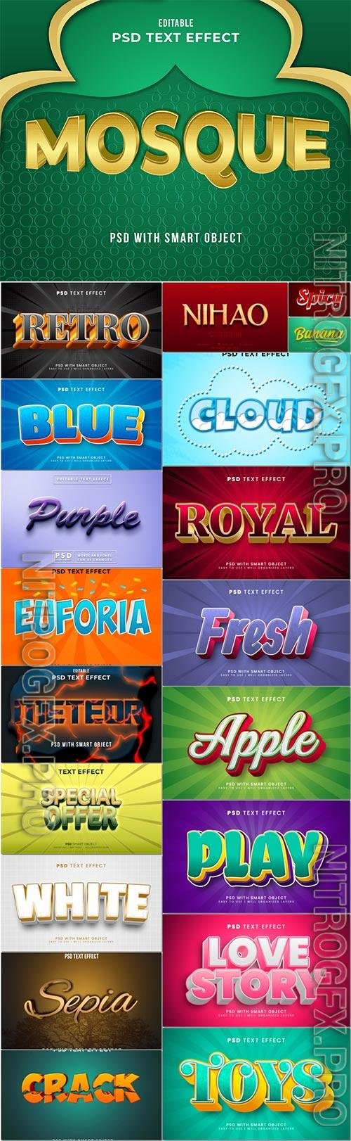Bundle 3d text style effect in psd vol 16