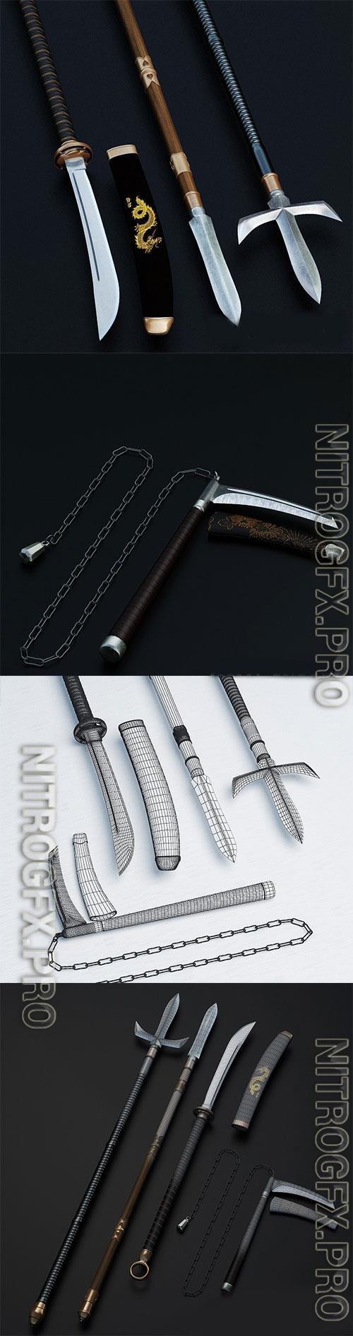 3D Models Japanese traditional weapons