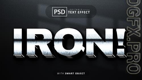 3d Iron text effect editable psd
