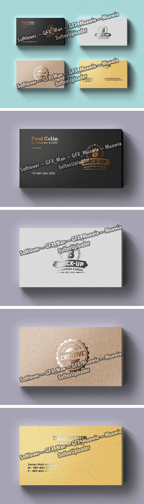 4 Multipurpose Business Cards PSD Mockups Templates