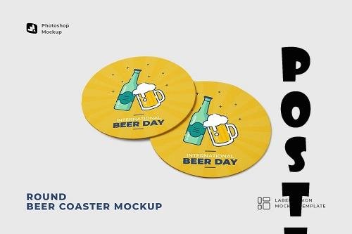 Round Beer Coaster Mockup - 6926270