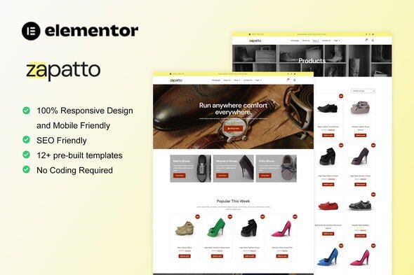 ThemeForest - Zapatto v1.0.0 - Shoes Store WooCommerce Elementor Template Kit - 35996284