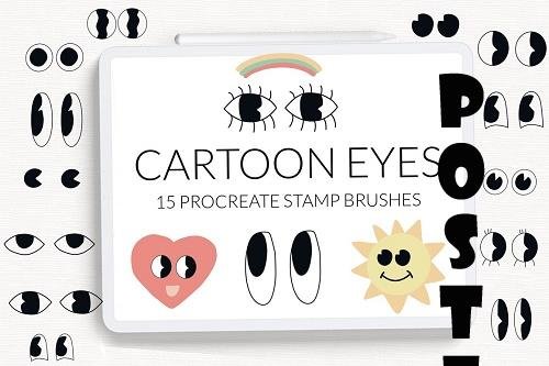 Cartoon eyes Procreate stamp brushes - 7019991