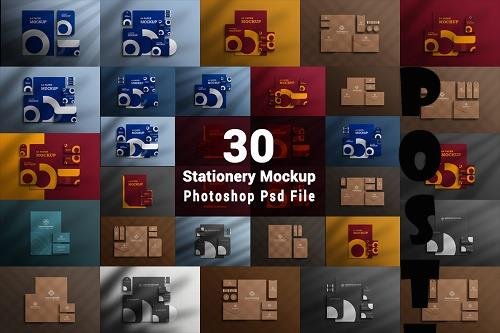 Stationery with Paper Mockup Bundle - 30 Premium Graphics