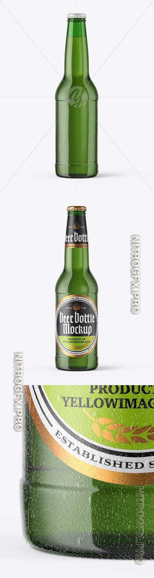 Green Glass Beer Bottle With Condensation Mockup 46283