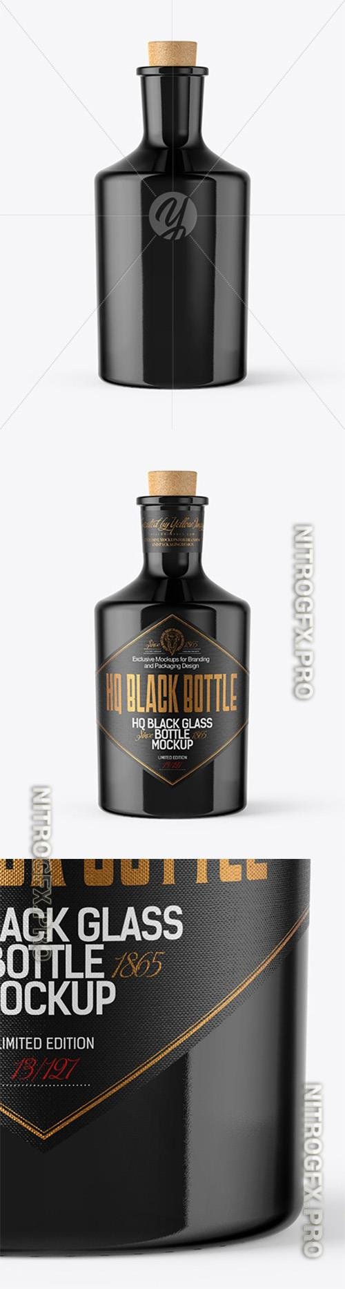 Black Glass Bottle with Cork Mockup 45981