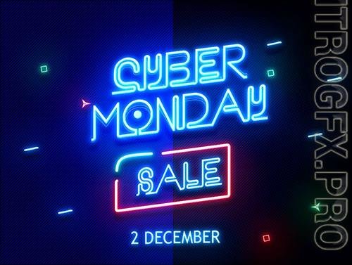 Cyber Monday Sale Neon Text Effect