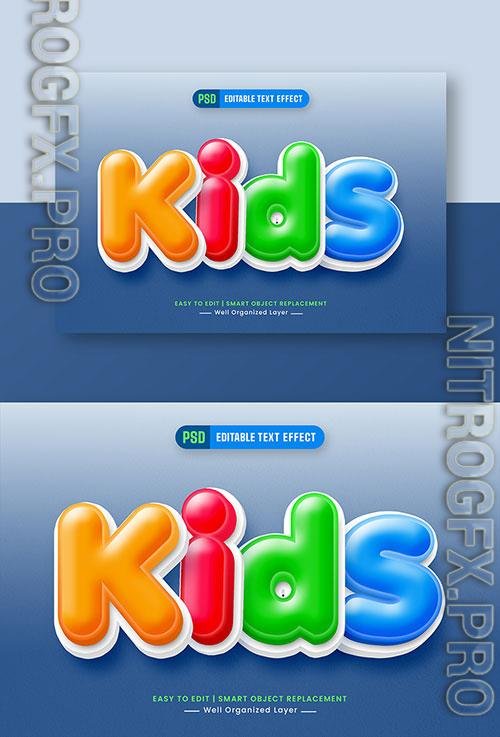 Colorful kids cartoon 3d editable text style effect