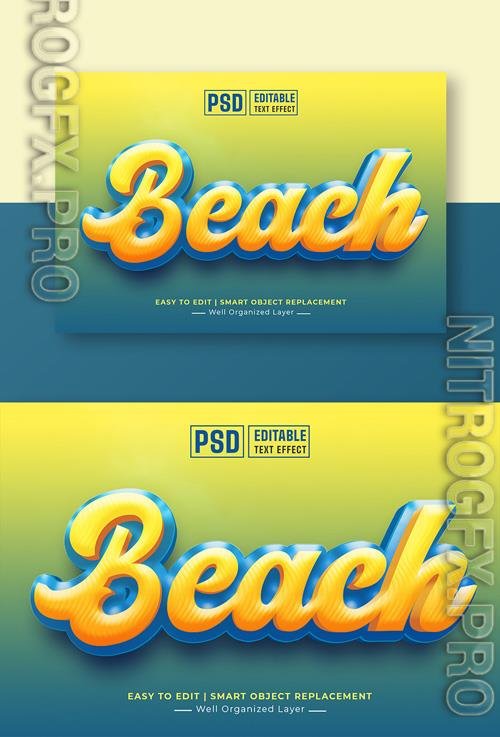 Psd Psd Beach editable 3d text style effect