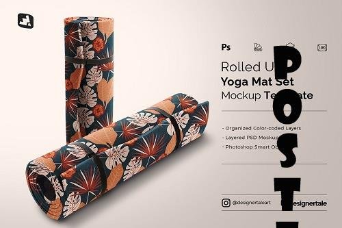 Rolled Up Yoga Mat Set Mockup - 5320706