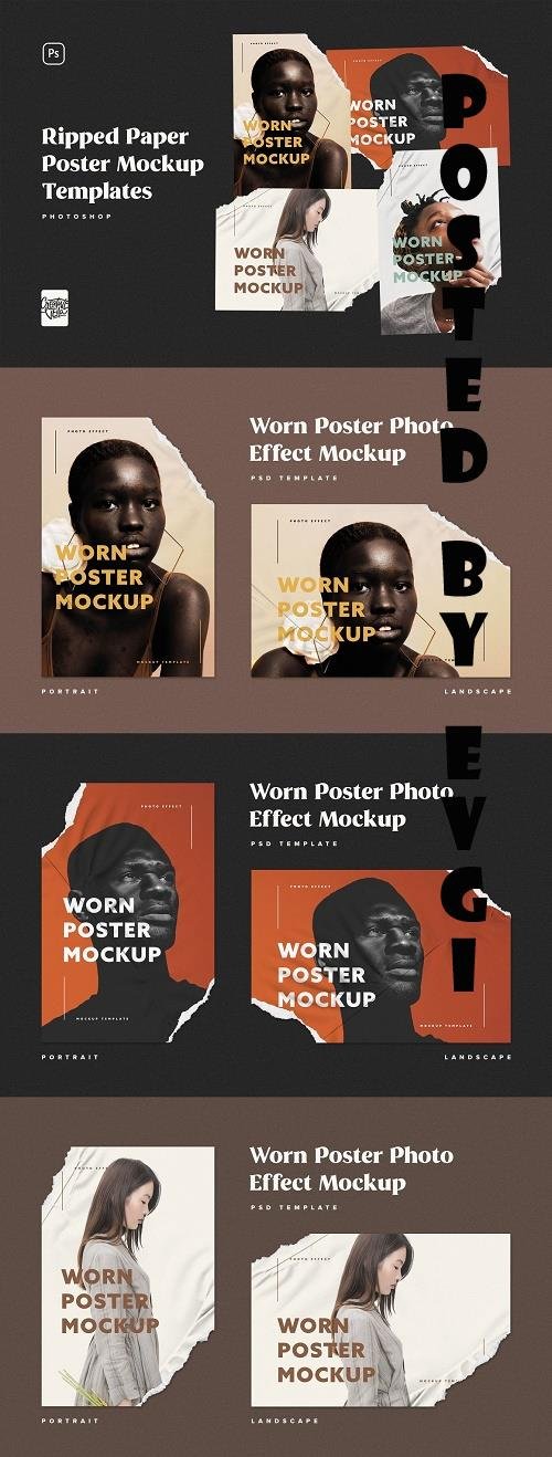Ripped Paper Poster Mockup Set - 5918806