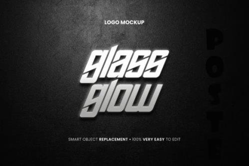 Glass Glow Logo Mockup Psd