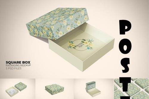 Square Box Packaging Mockup - 7091353