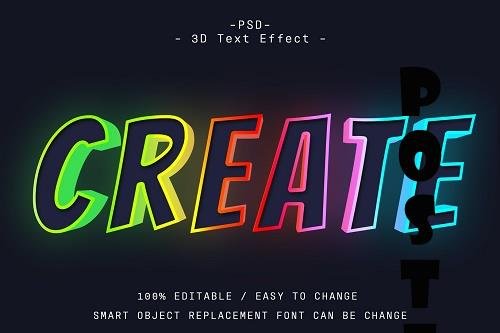 3D Colorful Glowing Text Effect Photoshop