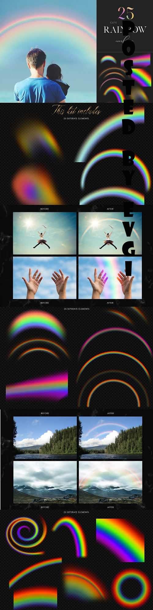 25 Realistic Rainbow Overlays, Rainbow Photo Effects - 1893769