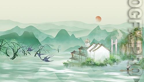 Psd Realistic Chinese Style Spring Background