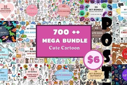 Cute Animal Cartoon for Kids Bundle - 20 Premium Graphics