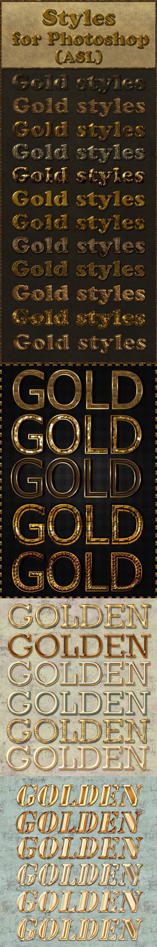 30 Gold Styles Collection for Photoshop