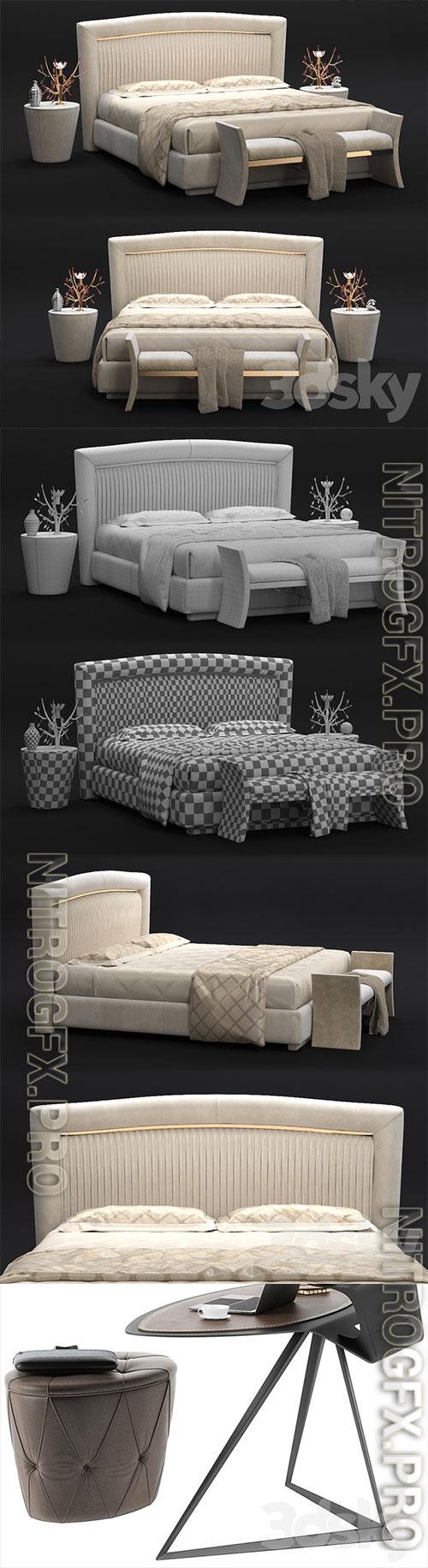 3D Models Bed Portofino Plissè and couch RICHARD