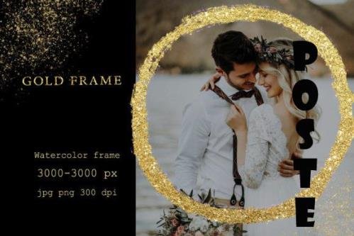 Gold Frame Geometric, Card Wedding Decor
