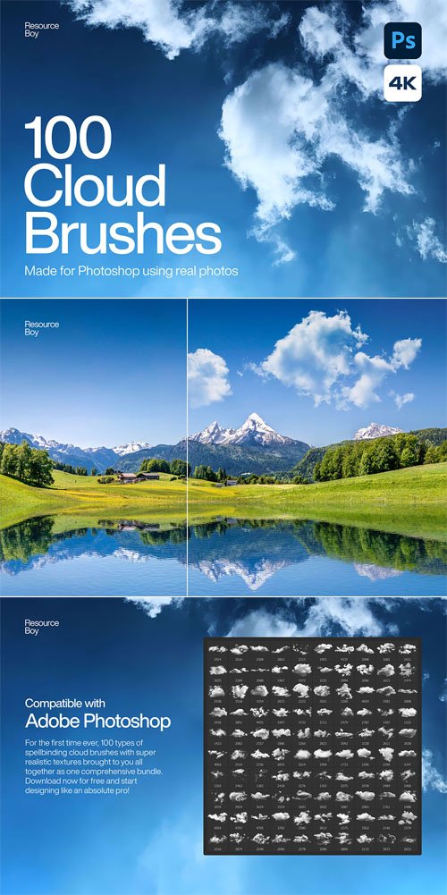 100 Cloud Brushes for Photoshop