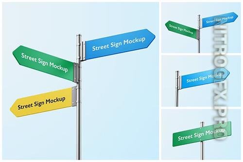 Street Direction Sign Mockup Set