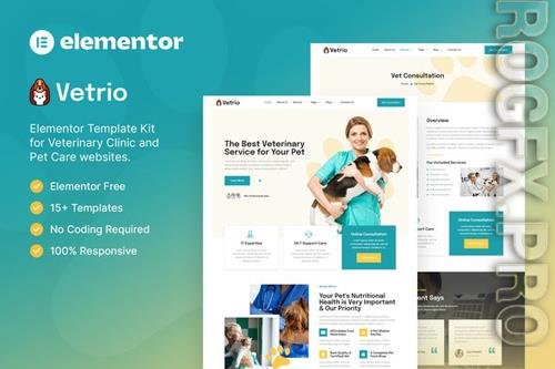 Themeforest Vetrio -  Veterinary Clinic & Pet Care Elementor Template Kit - 37167047