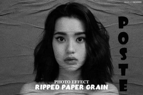 Ripped Paper Grain Photo Effect Psd