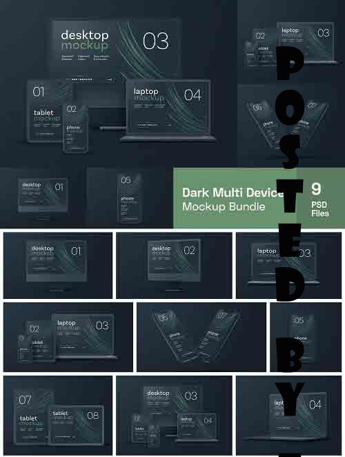 Dark Clay Multi Device Mockup Set - 7165106