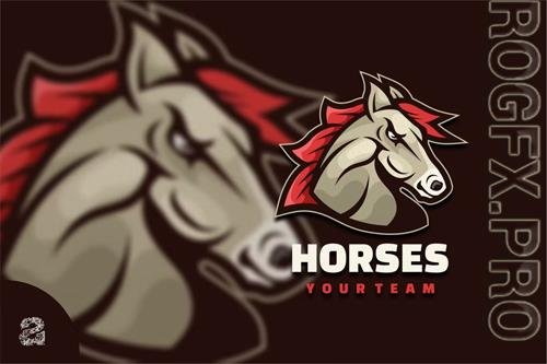 Horse Head Character Mascot Logo