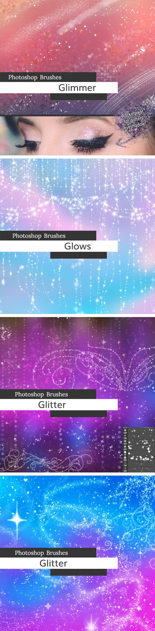 100+ Glimmer & Glitter Brushes Pack for Photoshop & Photoshop Elements