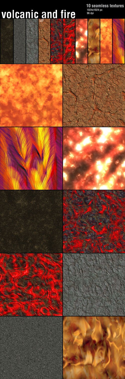 Volcanic & Fire - 10 Seamless Textures