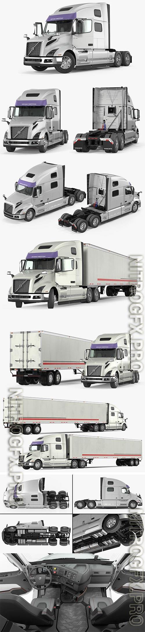 Volvo VNL 860 Truck 2018 with Trailer Rigged 3D Model