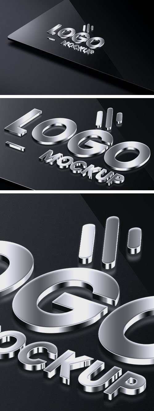 3D Brilliant Metal Logo PSD Mockup Template