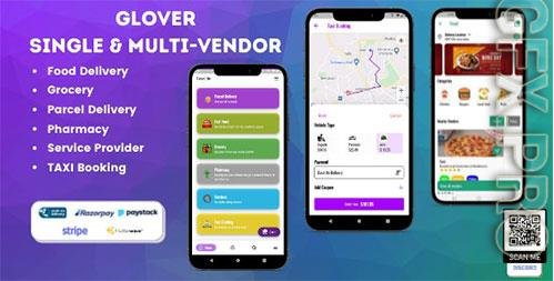Glover v1.5.7 NULLED – Grocery, Food, Pharmacy Courier & Service Provider + Backend + Driver & Vendor app - 31145802