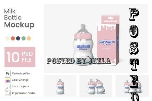 Milk Bottle Mockup - 10 PSD